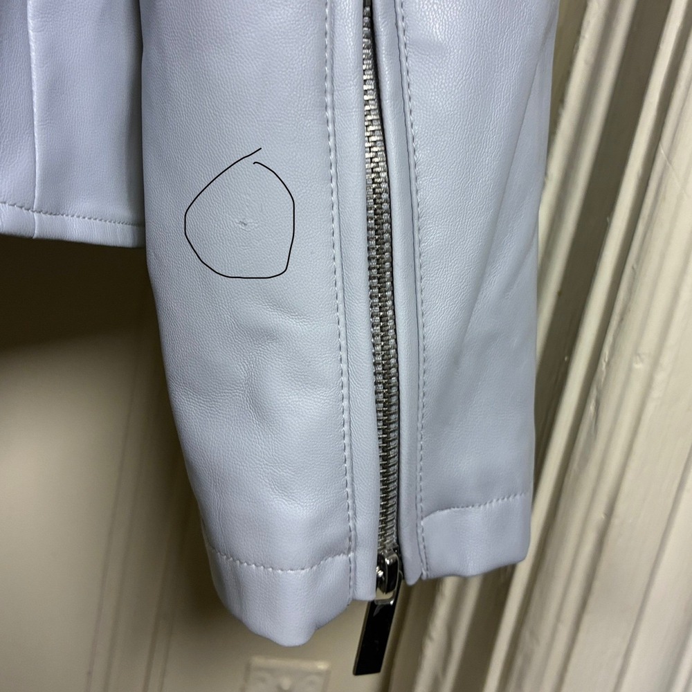 Pure Navy Jacket XL Vegan Faux Leather gray moto biker bomber neutral minimalist - Picture 4 of 6